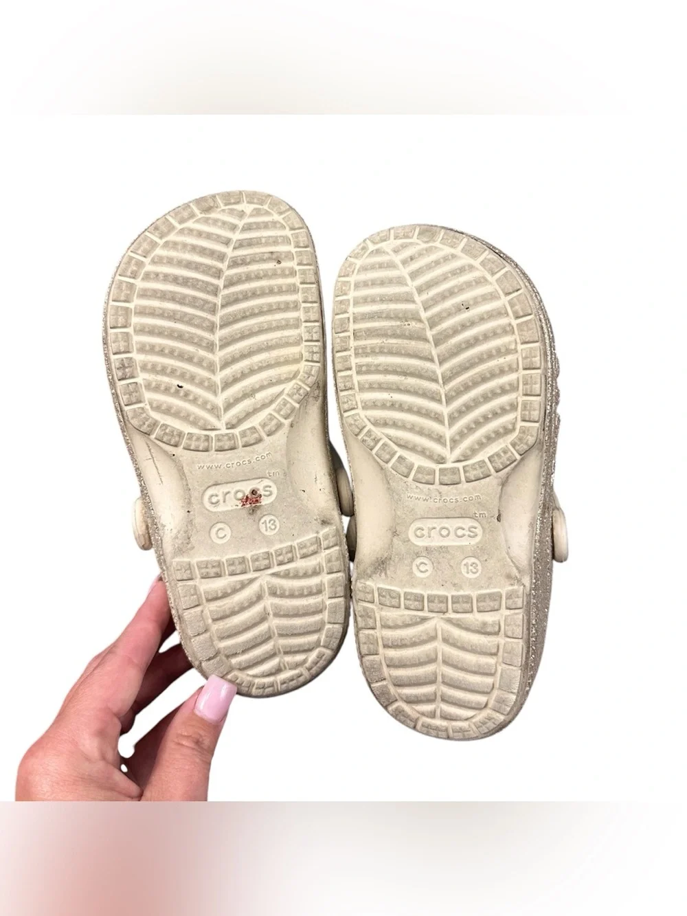 Crocs Classic Glitter Clogs Kids 13 Gold Sparkle Slip On Shoes